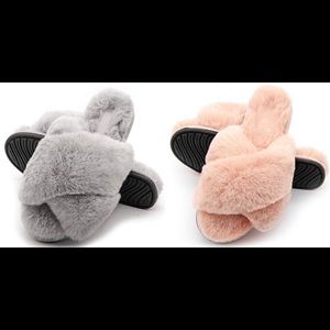 Comfy Collection Slippers, pink cozy & faux fur cross band